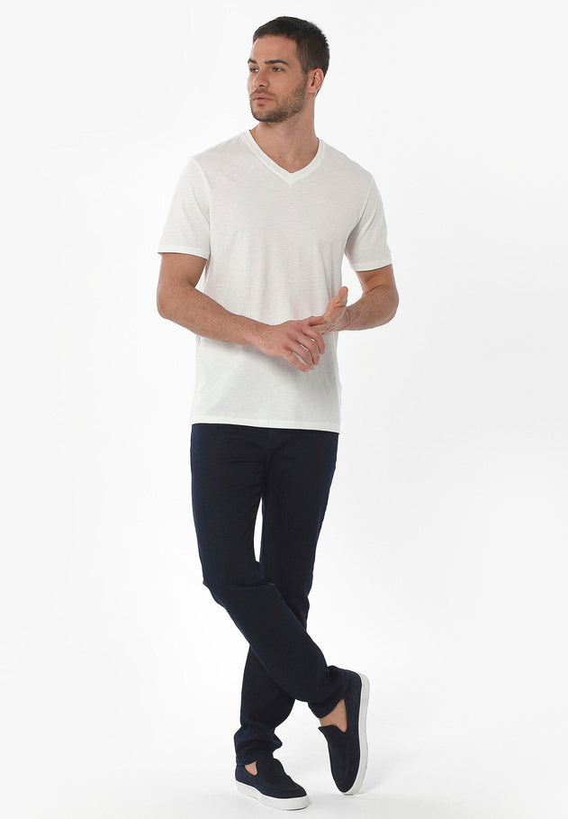 Men's Basic V-Neck T-Shirt Off White