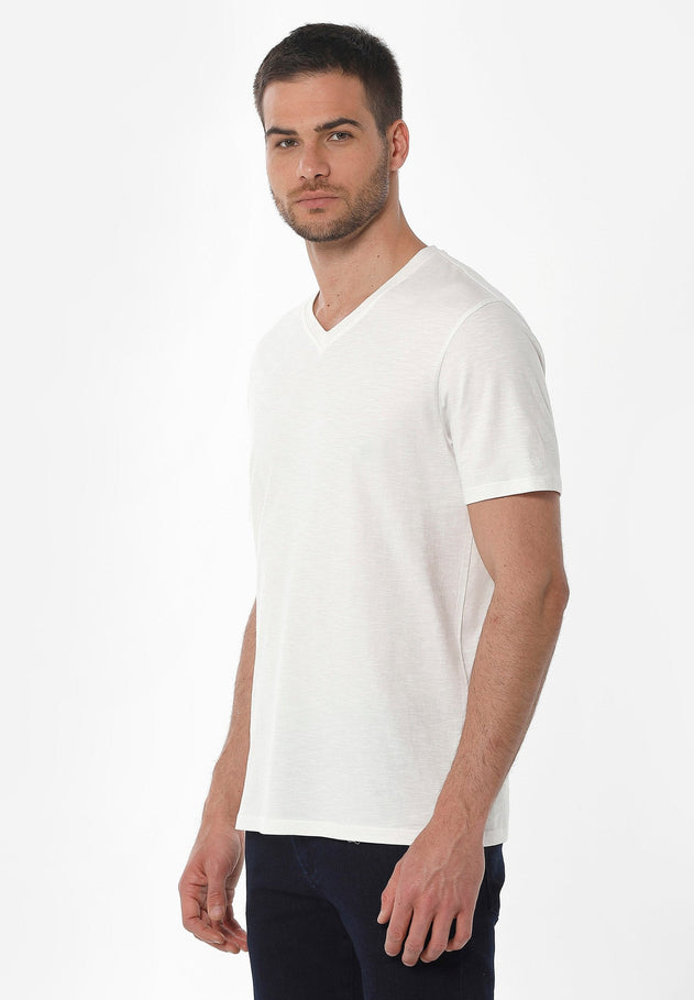 Men's Basic V-Neck T-Shirt Off White