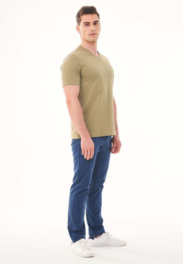 Men's Basic V-Neck T-Shirt Olive