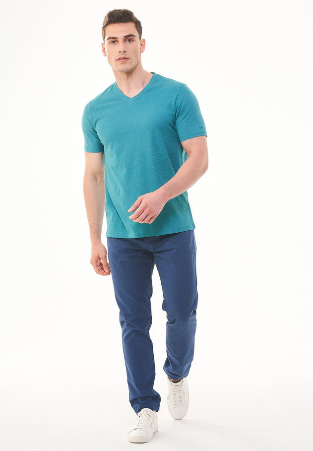 Men's Basic V-Neck T-Shirt Petrol Green