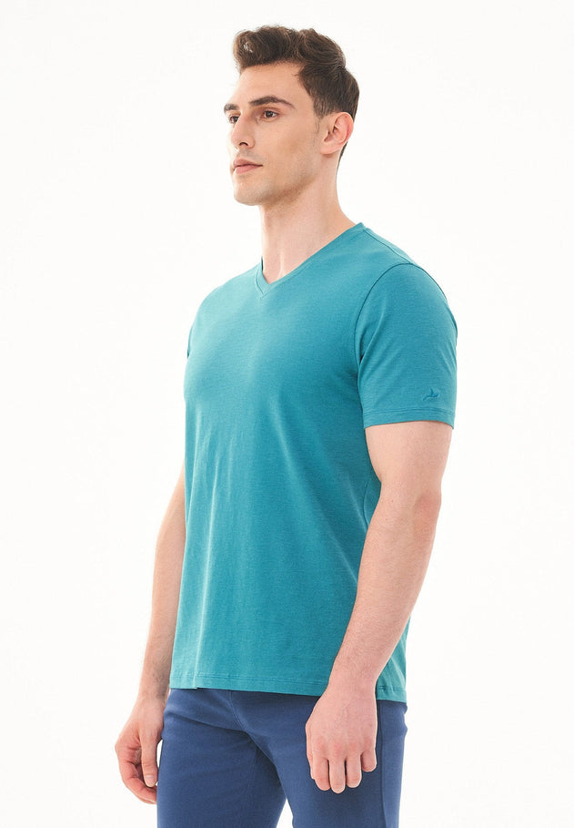 Men's Basic V-Neck T-Shirt Petrol Green