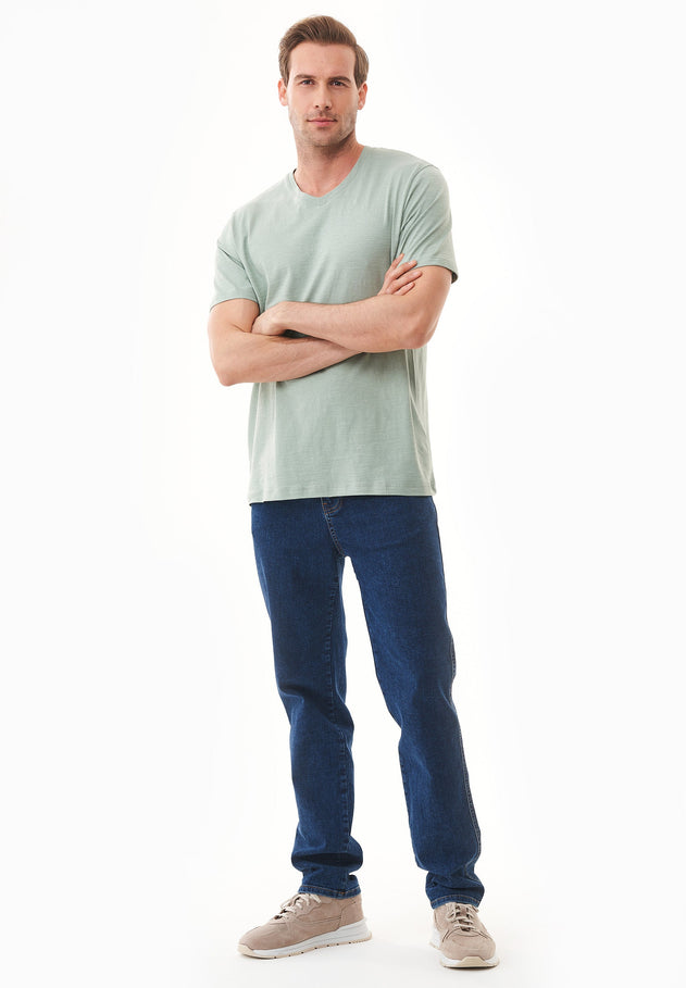 Men's Basic V-Neck T-Shirt Water Green