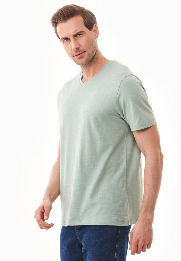 Men's Basic V-Neck T-Shirt Water Green