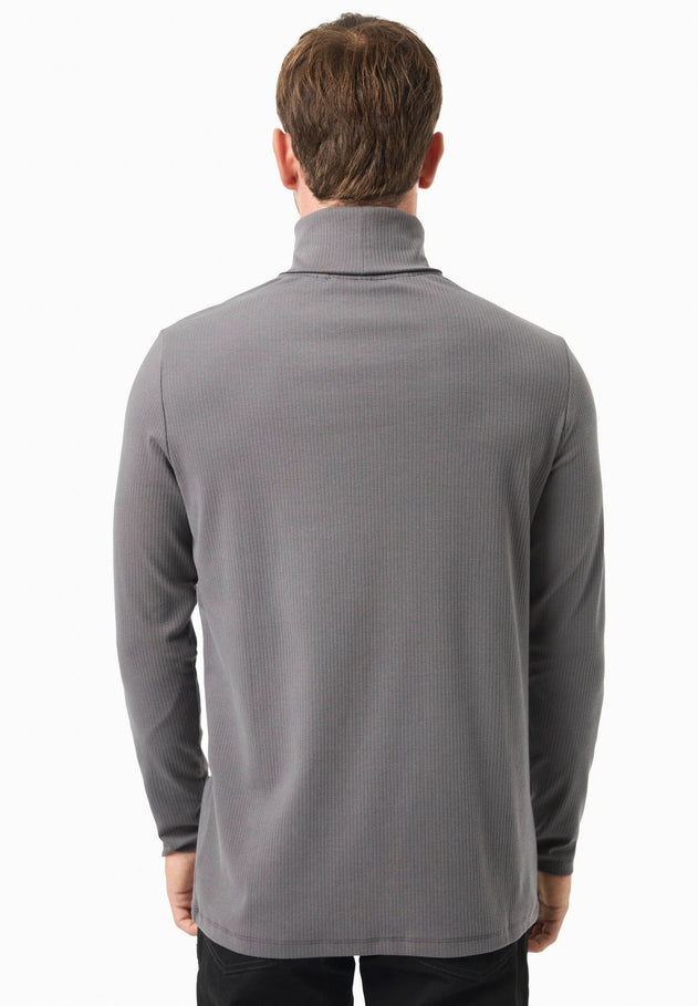 Men's Organic Cotton Turtleneck Shirt Asphalt