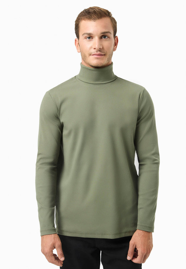 Men's Organic Cotton Turtleneck Shirt Khaki
