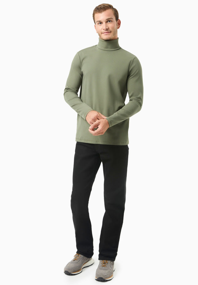 Men's Organic Cotton Turtleneck Shirt Khaki