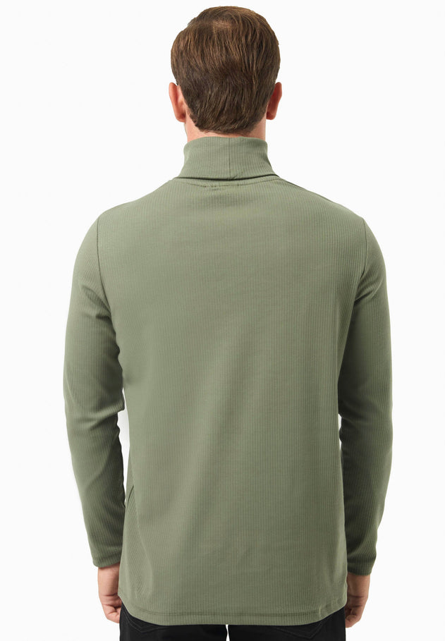 Men's Organic Cotton Turtleneck Shirt Khaki