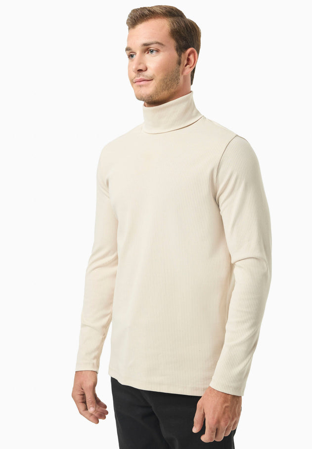 Men's Organic Cotton Turtleneck Shirt Stone