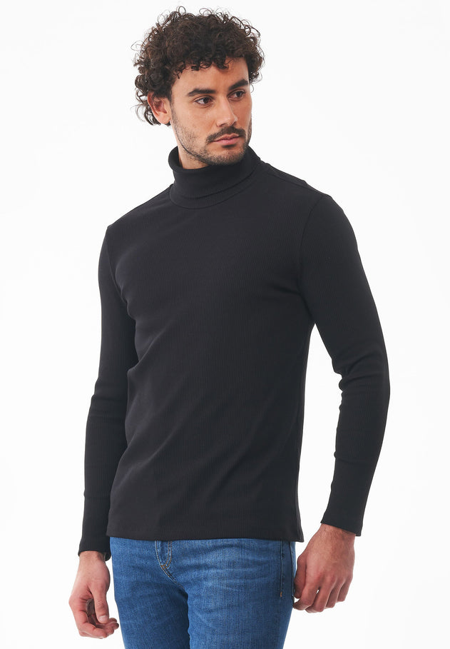 Men's Organic Cotton Turtleneck Shirt Black