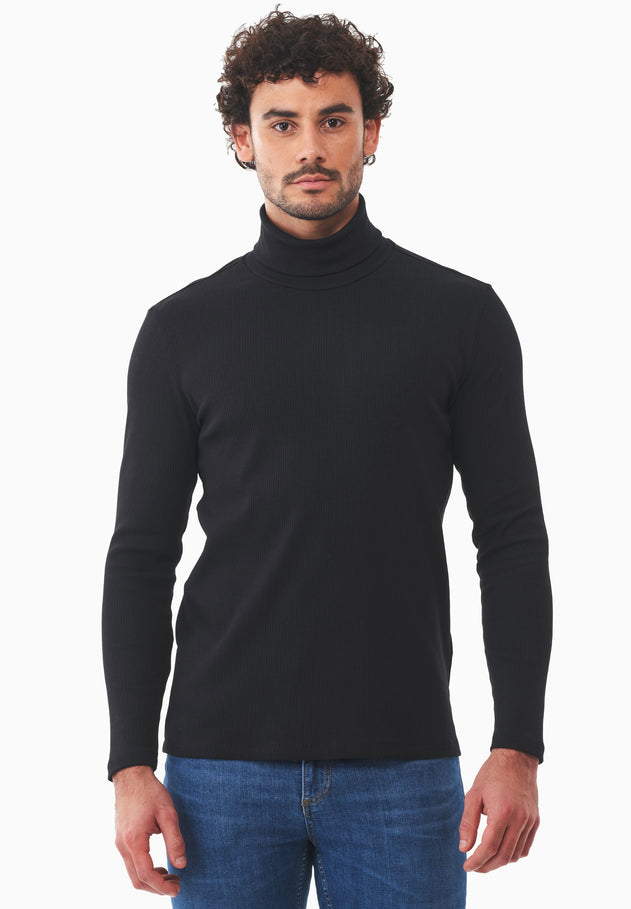 Men's Organic Cotton Turtleneck Shirt Black
