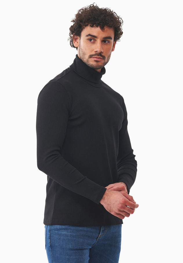 Men's Organic Cotton Turtleneck Shirt Black