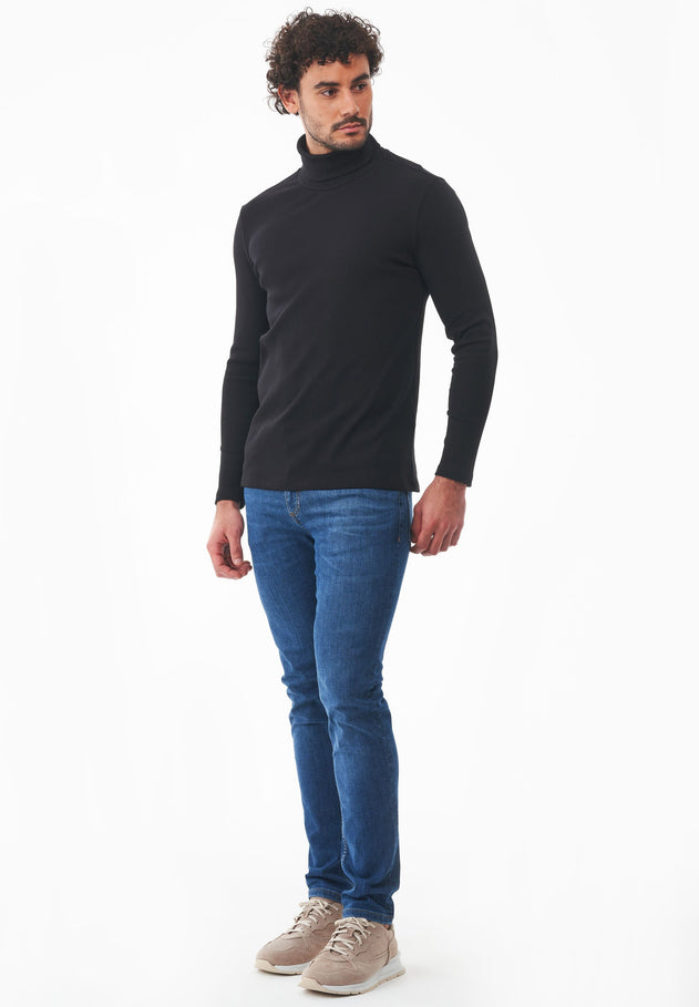 Men's Organic Cotton Turtleneck Shirt Black
