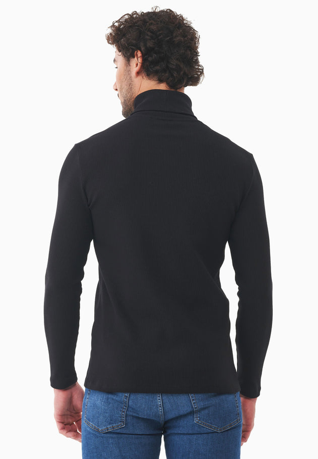 Men's Organic Cotton Turtleneck Shirt Black