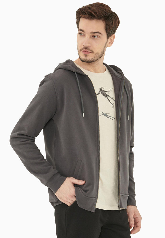 Men's Organic Cotton Fleece Zipper Hoodie Asphalt