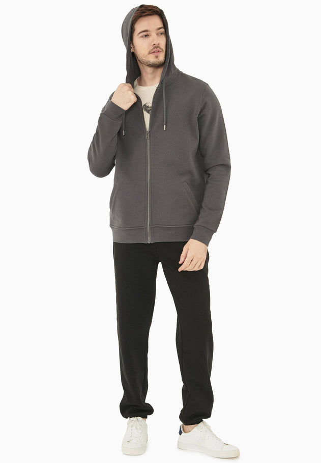 Men's Organic Cotton Fleece Zipper Hoodie Asphalt