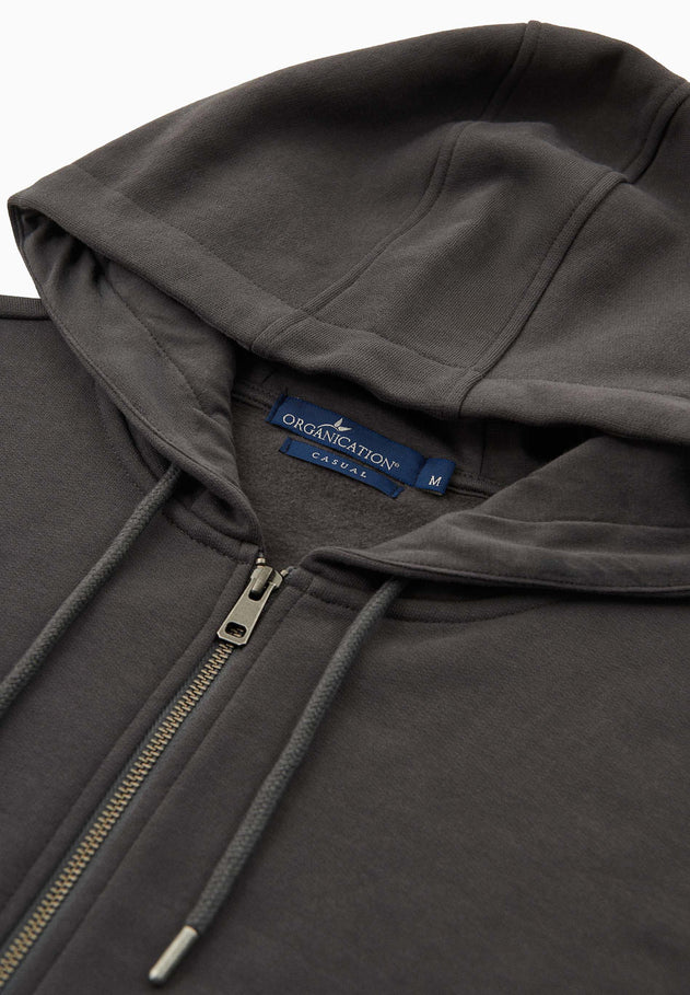Men's Organic Cotton Fleece Zipper Hoodie Asphalt