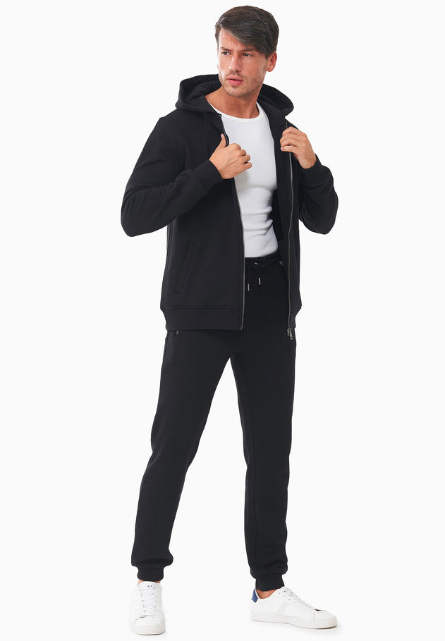 Men's Organic Cotton Fleece Zipper Hoodie Black