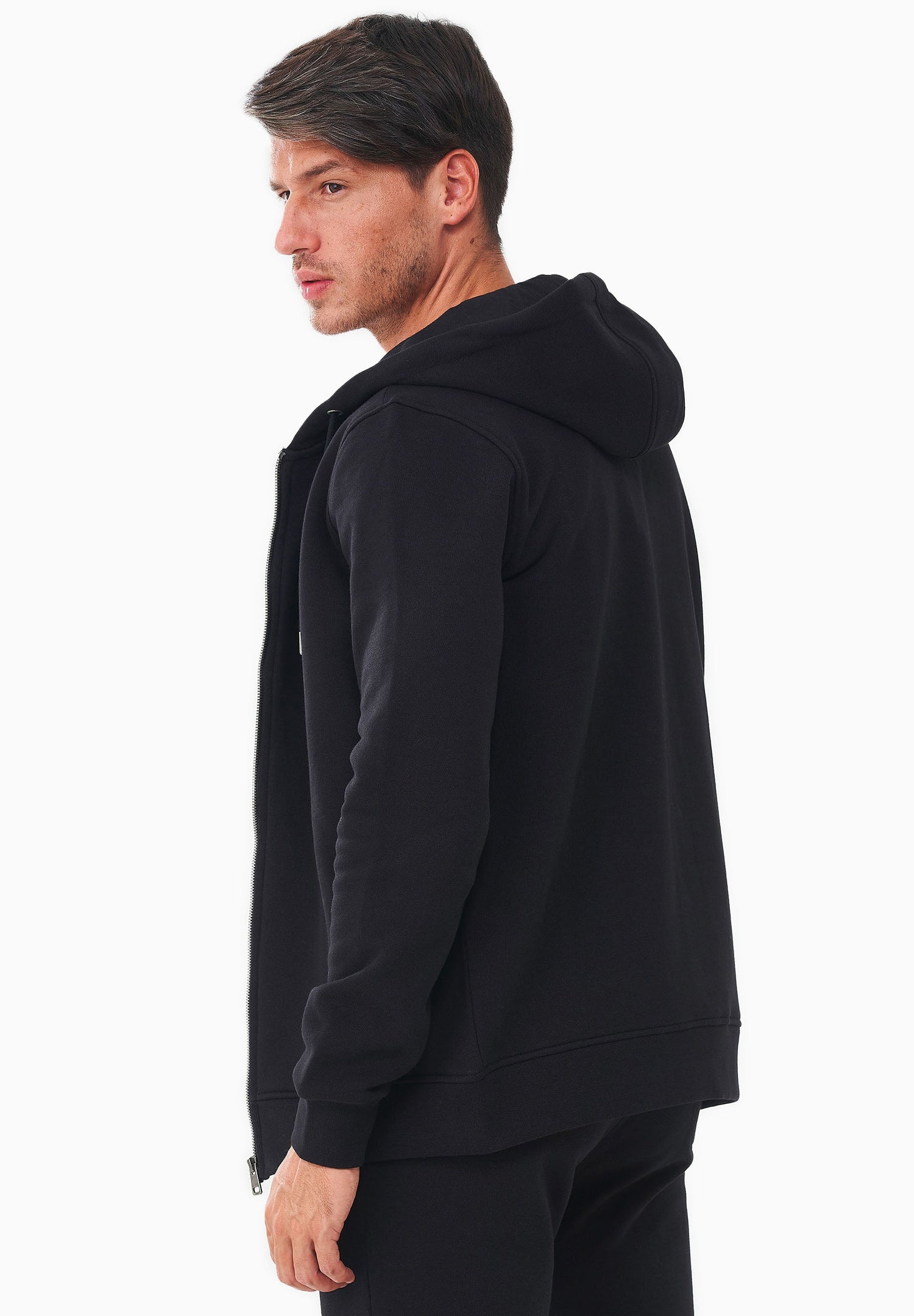Men's Organic Cotton Fleece Zipper Hoodie Black