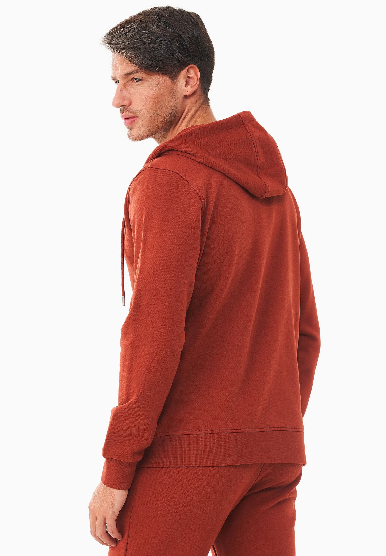 Men's Organic Cotton Fleece Zipper Hoodie Ginger