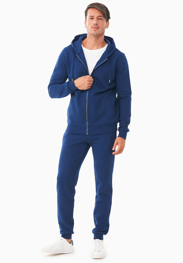 Men's Organic Cotton Fleece Zipper Hoodie Navy