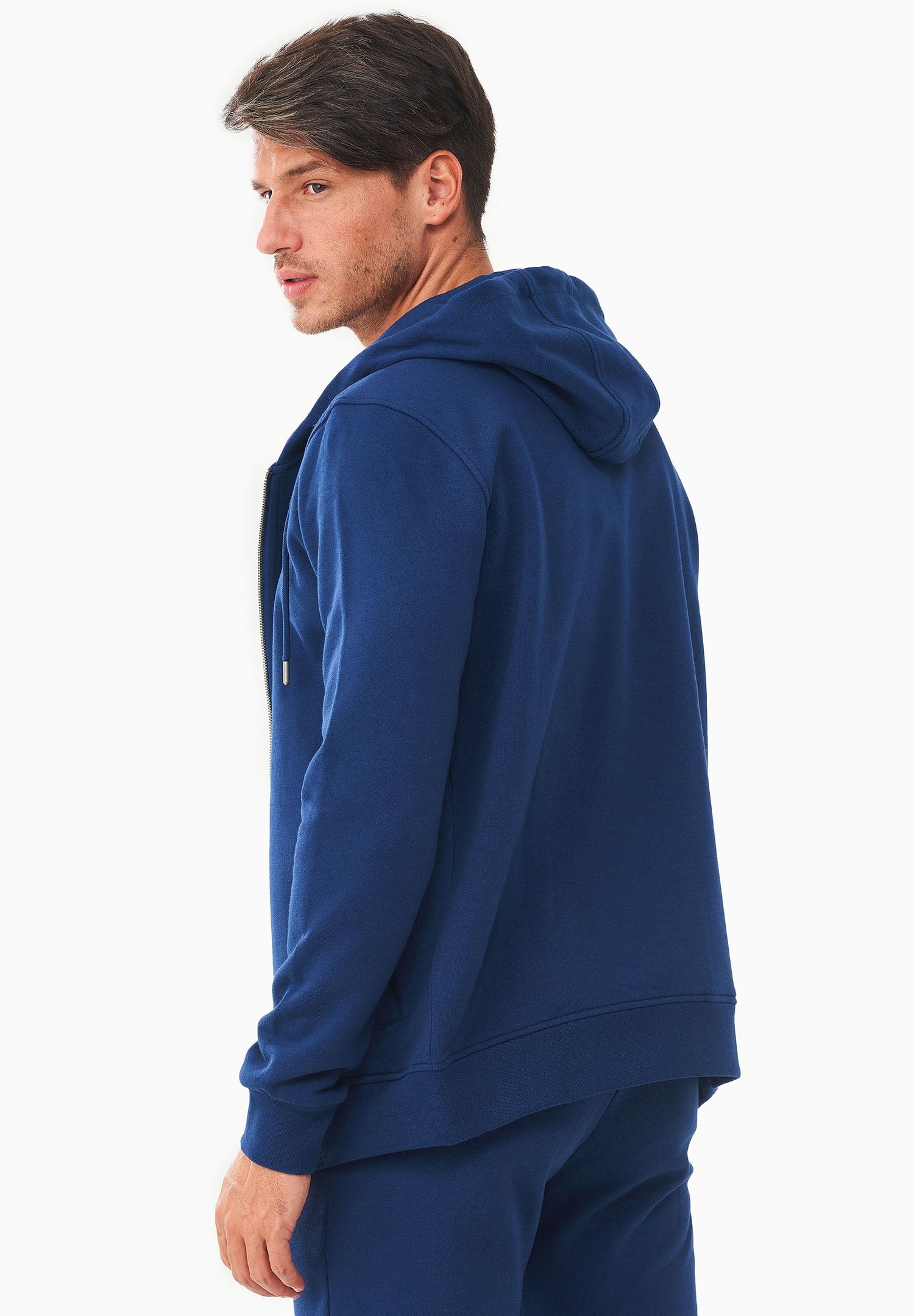 Men's Organic Cotton Fleece Zipper Hoodie Navy