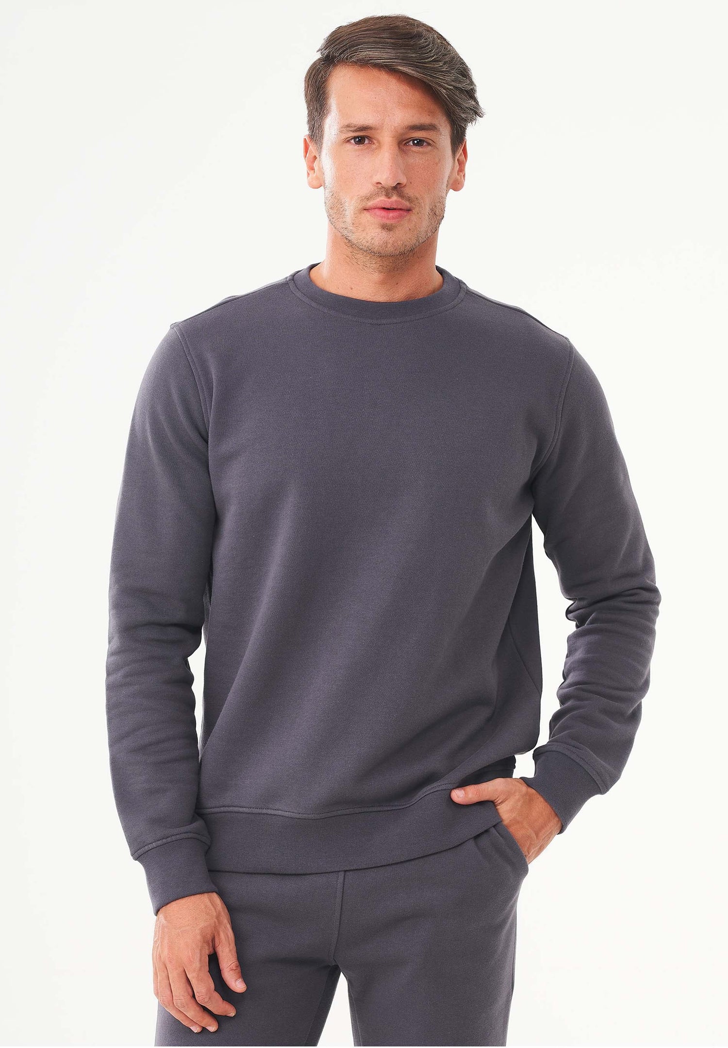 Men's Organic Cotton Fleece Sweatshirt Asphalt