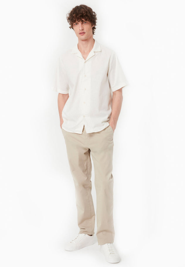Men's Slim-Fit Organic Cotton Trousers Feather Beige