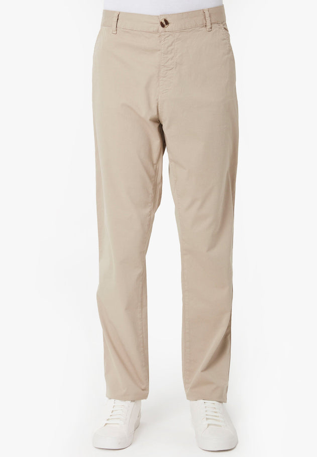 Men's Slim-Fit Organic Cotton Trousers Feather Beige