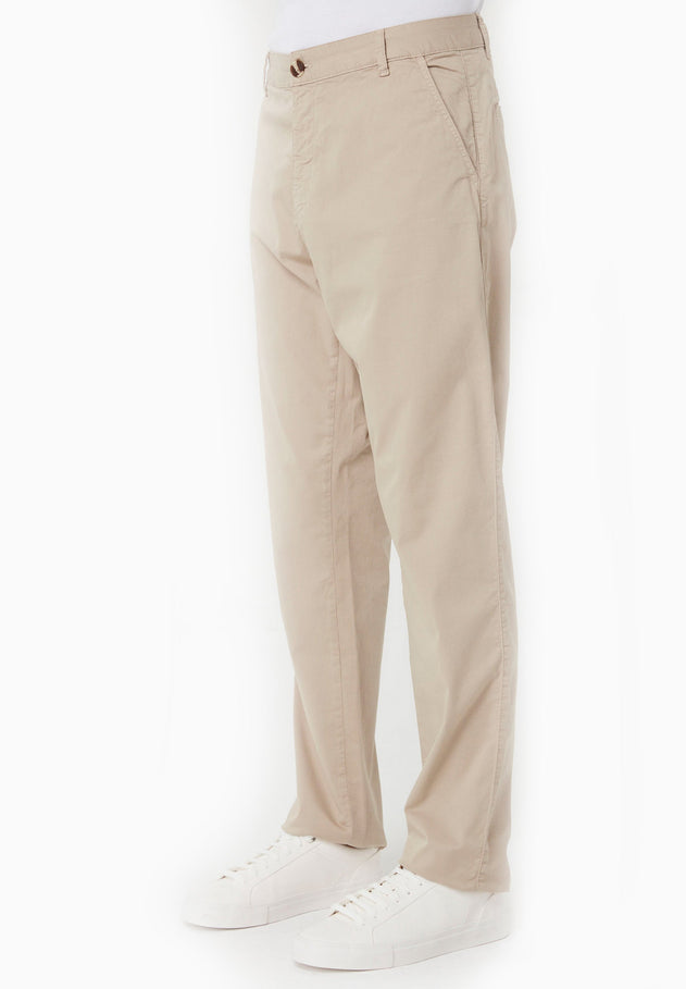 Men's Slim-Fit Organic Cotton Trousers Feather Beige