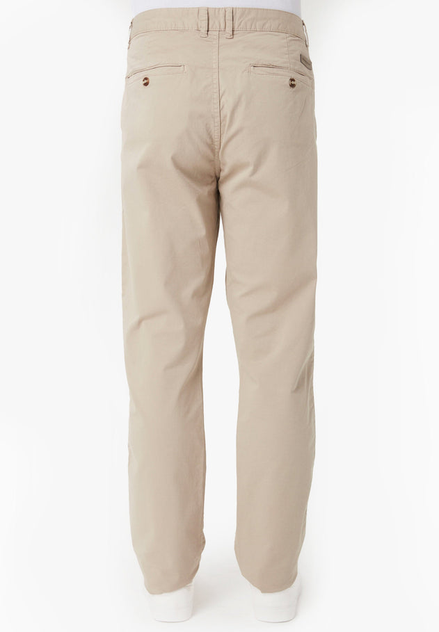 Men's Slim-Fit Organic Cotton Trousers Feather Beige
