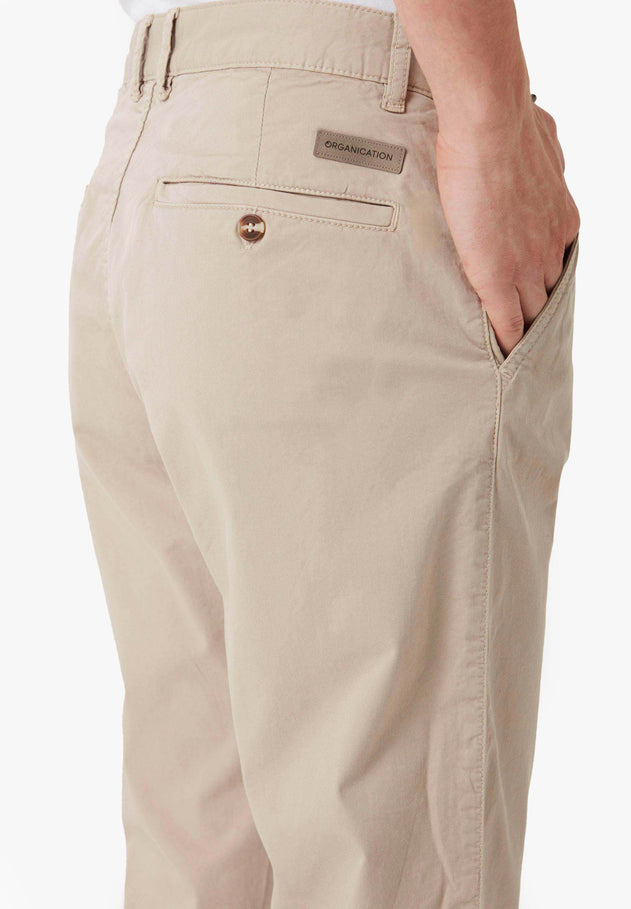 Men's Slim-Fit Organic Cotton Trousers Feather Beige