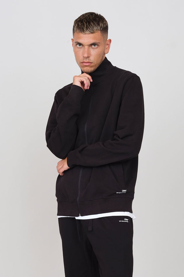 Gauze Sweatshirt With A Zipper Military Green