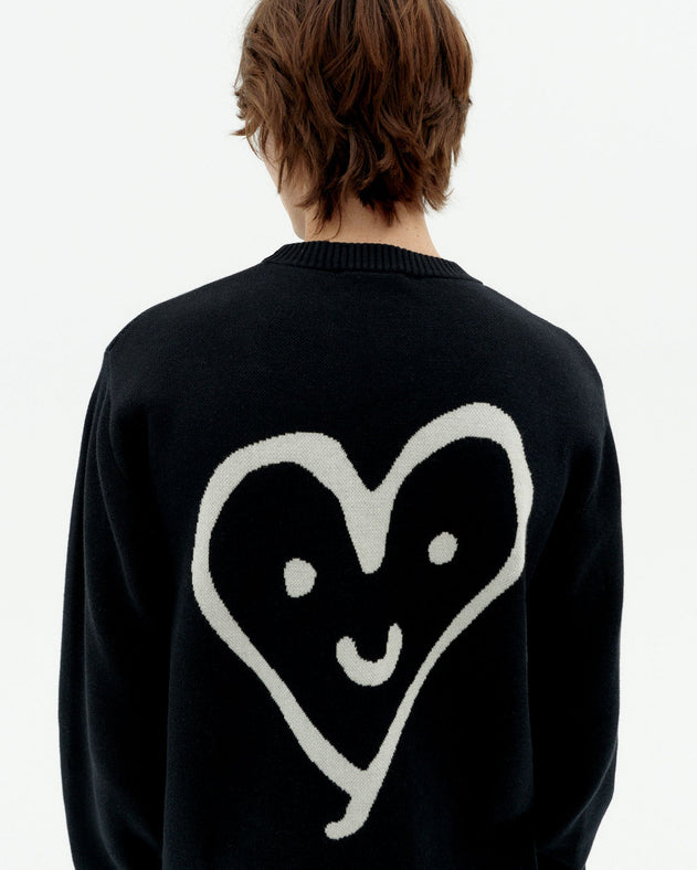 Khem Cute Heart Knitted Sweatshirt Black
