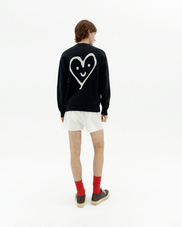 Khem Cute Heart Knitted Sweatshirt Black