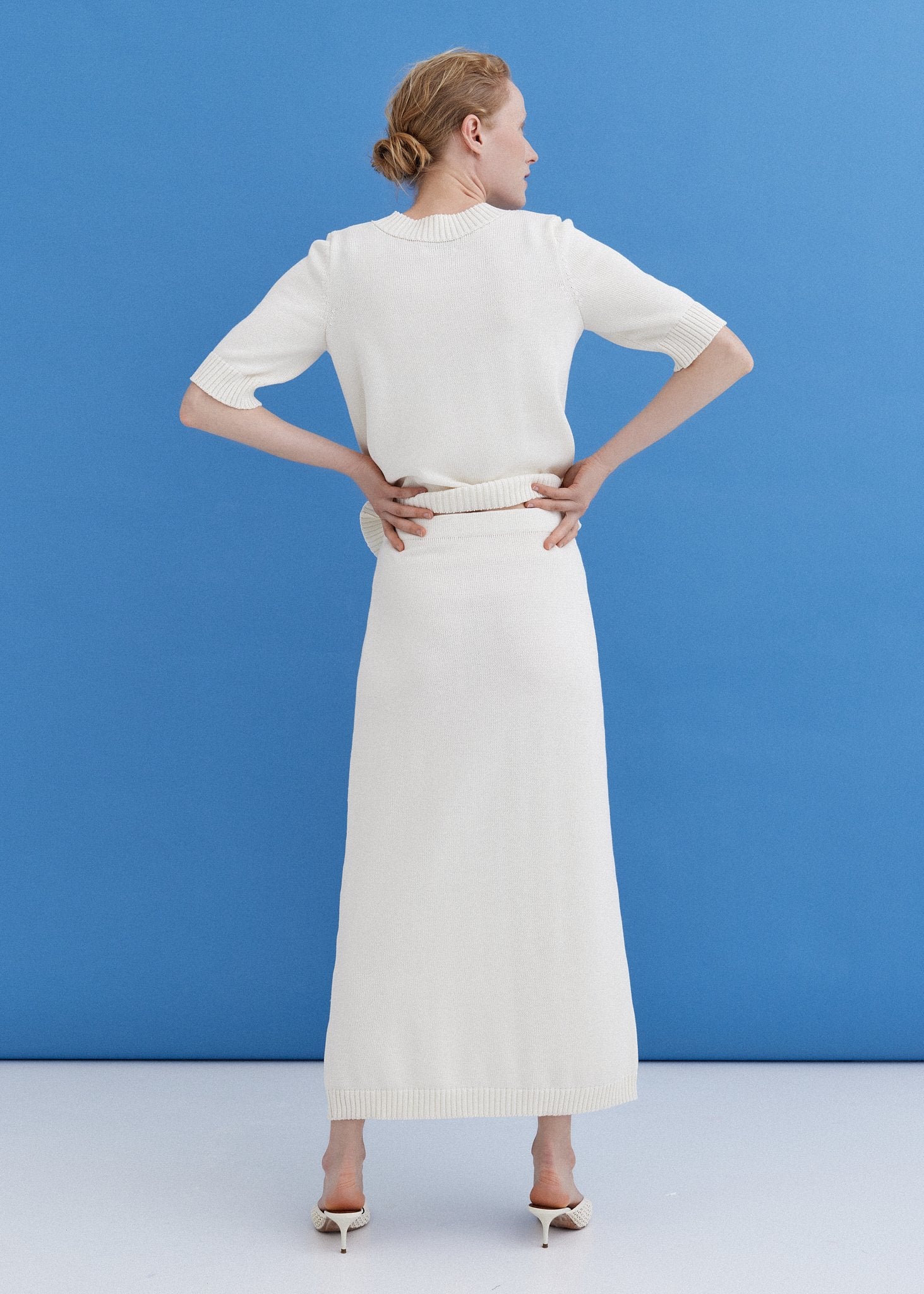 Knitted Cotton Top and Skirt Set