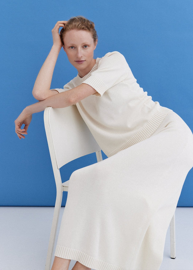 Knitted Cotton Top and Skirt Set