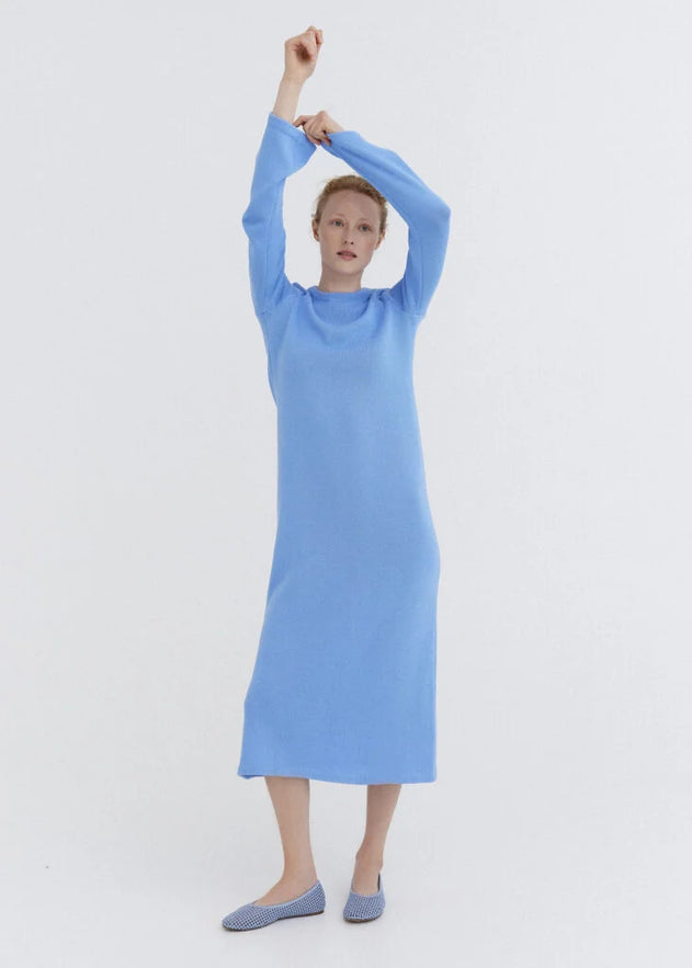 Knitted Cotton Maxi Dress Sky