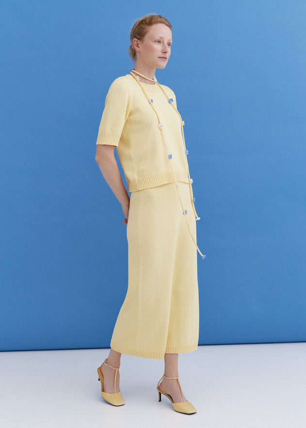 Knitted Cotton Midi Skirt Sun