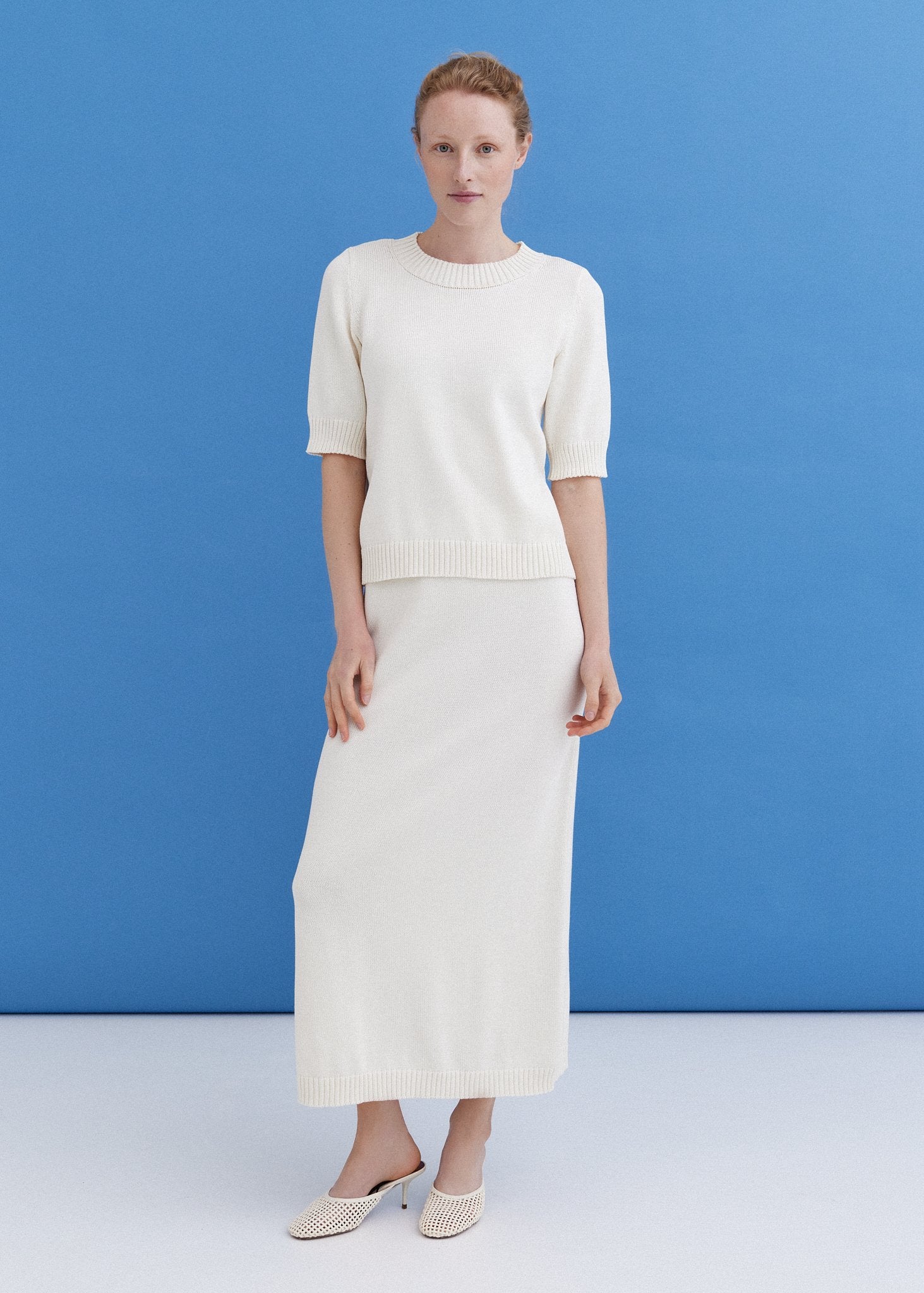 Knitted Cotton Top and Skirt Set