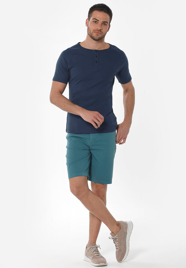 Men's Five-Pocket Organic Cotton Shorts Petrol Green