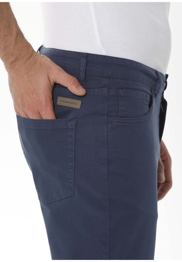 Men's Five-Pocket Organic Cotton Trousers Navy