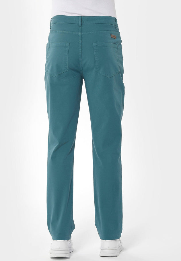 Men's Five-Pocket Organic Cotton Trousers Petrol Green