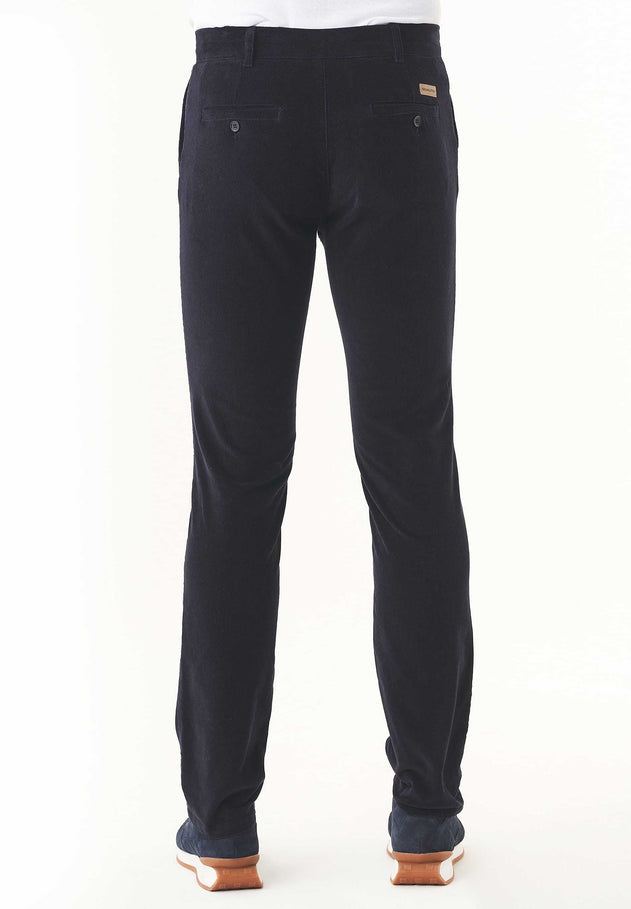 Men's Regular Fit Corduroy Trousers Dark Navy