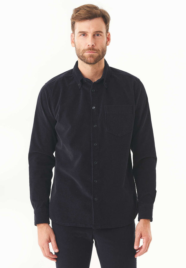Men's Corduroy Button-Up Shirt Dark Navy