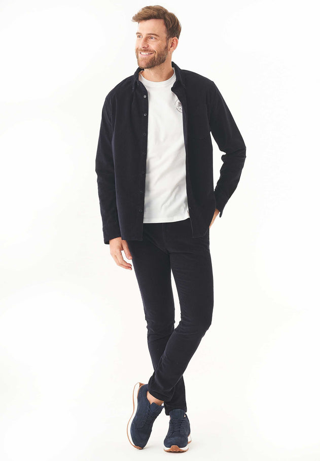 Men's Corduroy Button-Up Shirt Dark Navy
