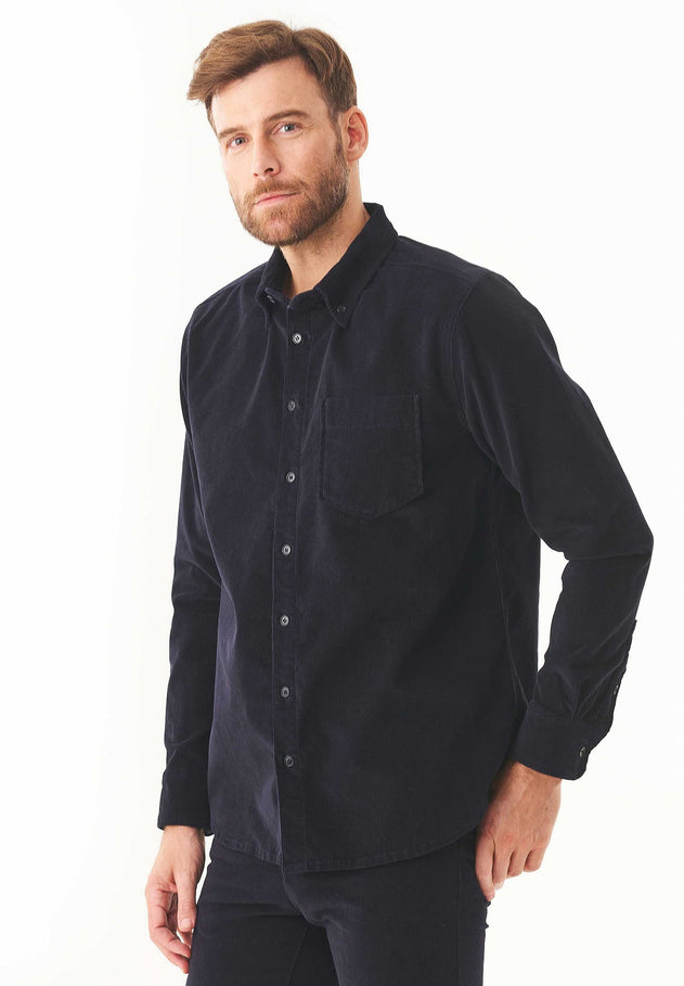 Men's Corduroy Button-Up Shirt Dark Navy
