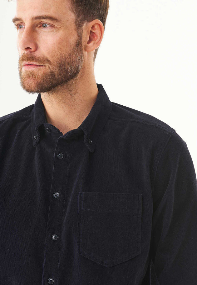 Men's Corduroy Button-Up Shirt Dark Navy