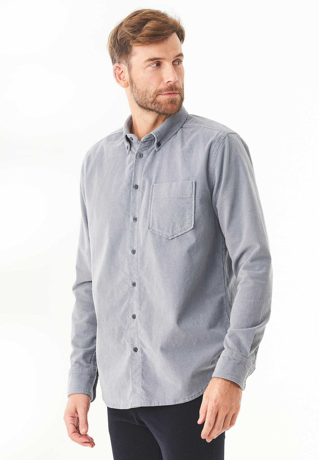 Men's Corduroy Button-Up Shirt Dusty Blue