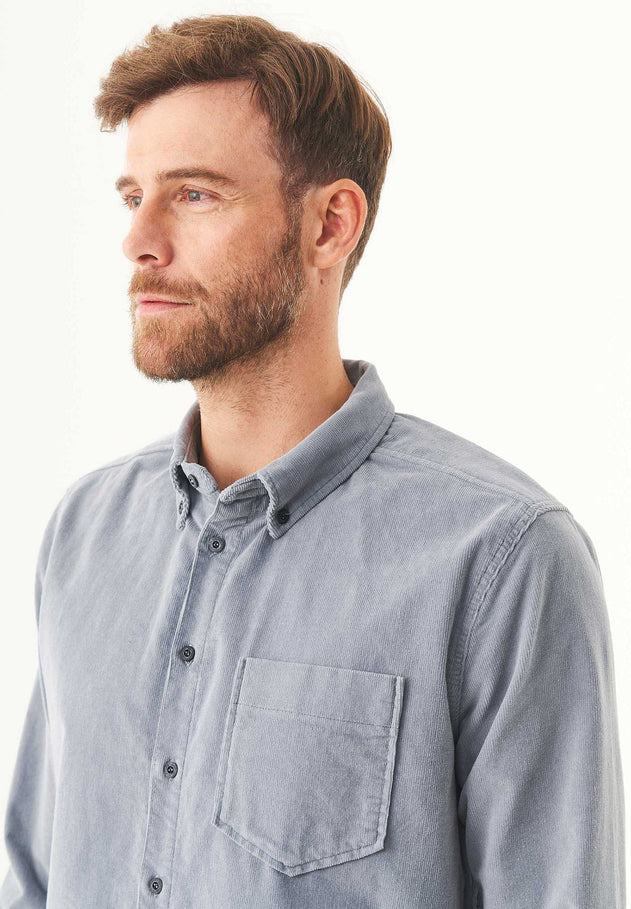 Men's Corduroy Button-Up Shirt Dusty Blue