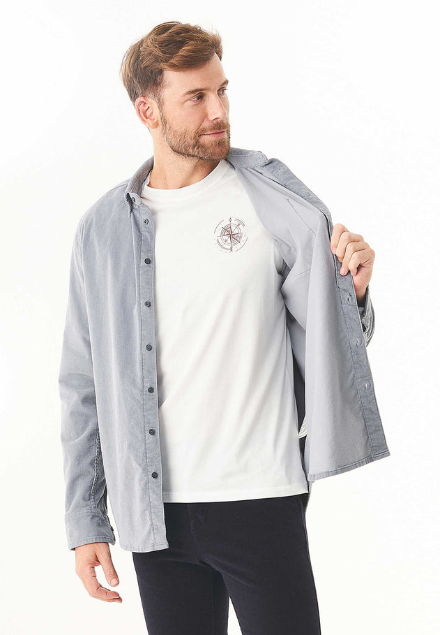 Men's Corduroy Button-Up Shirt Dusty Blue